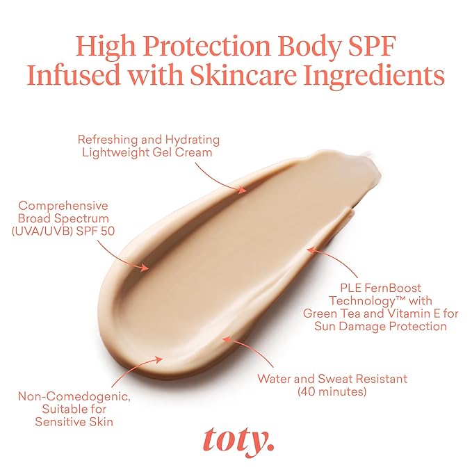 Toty by Sofia Vergara - Solaria Body SPF 50 Refreshing Antioxidant Sunscreen - UVA/UVB Protection - Weightless Body SPF for All Skin Types - Water & Sweat Resistant - 5.07 fl oz