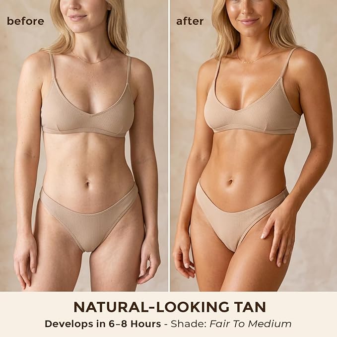 Self Tanner Mousse - USA Made with Natural & Organic Ingredients, Self Tanning Mousse for Fake Tan, Sunless Tanner for Pale Skin, Clear & Non Toxic Tanning Foam for Streak Free Finish, No Orange Color