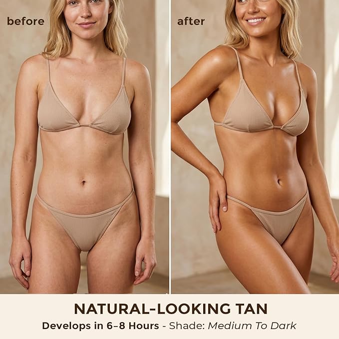 Self Tanner Mousse - USA Made with Natural & Organic Ingredients, Self Tanning Mousse for Dark Fake Tan, Sunless Tanner, Clear & Non Toxic Tanning Foam for Streak Free Finish & Natural Glow