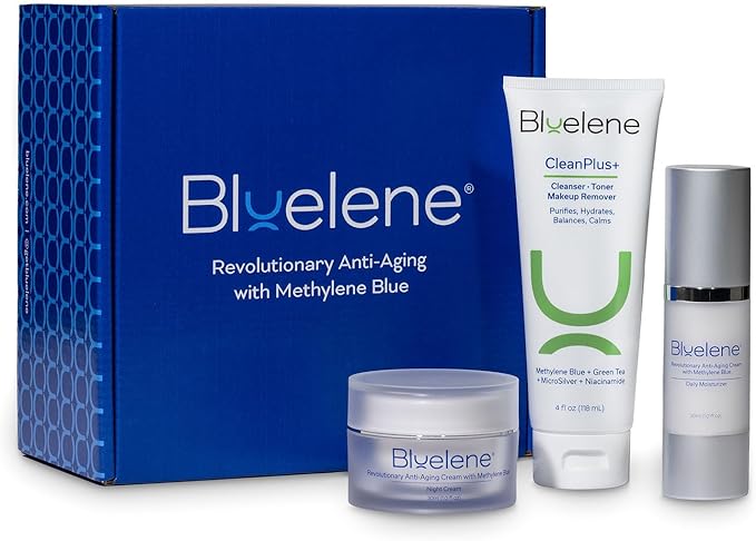 Bluelene CleanPlus+ Face Cleanser/Toner/Makeup Remover with Super Antioxidant Methylene Blue, Niacinamide, and MicroSilver. Gentle, Aloe Vera-Based Formula. Suitable for Sensitive Skin