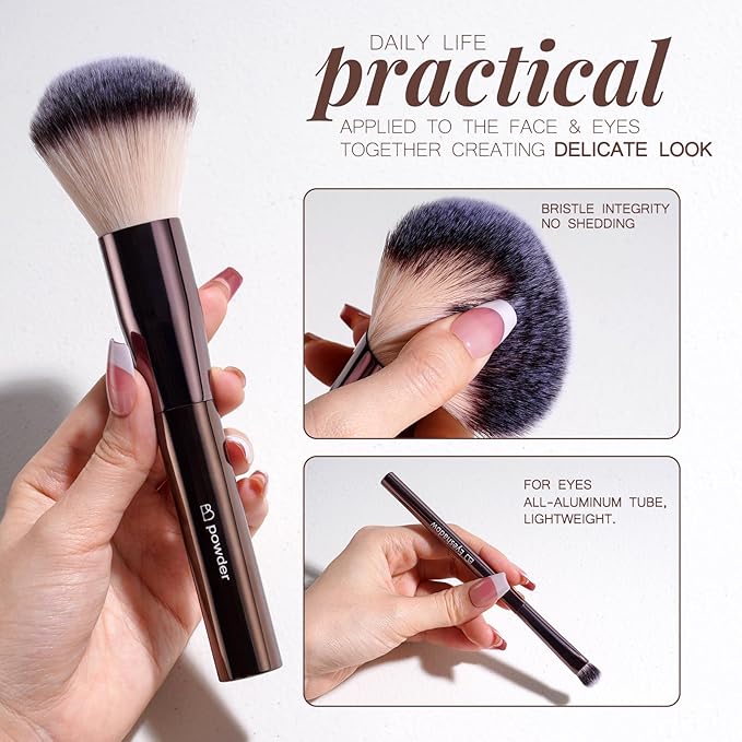 BS-MALL Makeup Brushes Kit – Professional Makeup Tools with Travel Case, Includes Foundation, Powder, Concealer, Lip & Eyeshadow Brushes for Daily Use & Versatile Occasions (Metallic Brown)