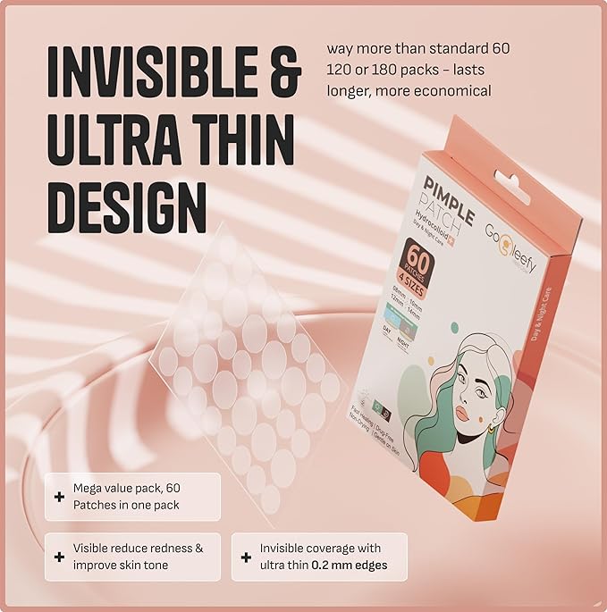 Pimple Patches for Face – Day & Night Acne Patches for Fast Healing, Skin Clarity – Invisible Hydrocolloid Patches, Waterproof Spot Treatment – All Skin Types Zit Patches of 60/120/180