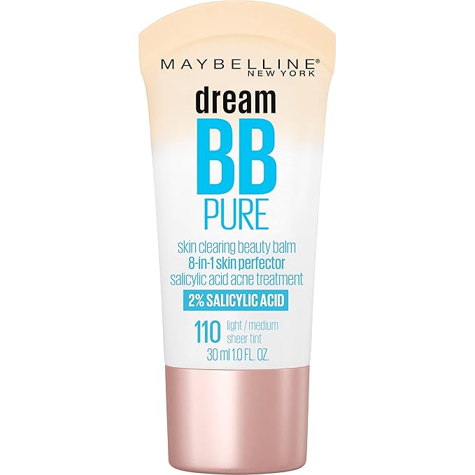 MAYBELLINE Dream Fresh & Pure Skin Clearing BB Creams, 8-in-1 Beauty Balms with SPF 30 & 2% Salicylic Acid, 1 Fl Oz Each