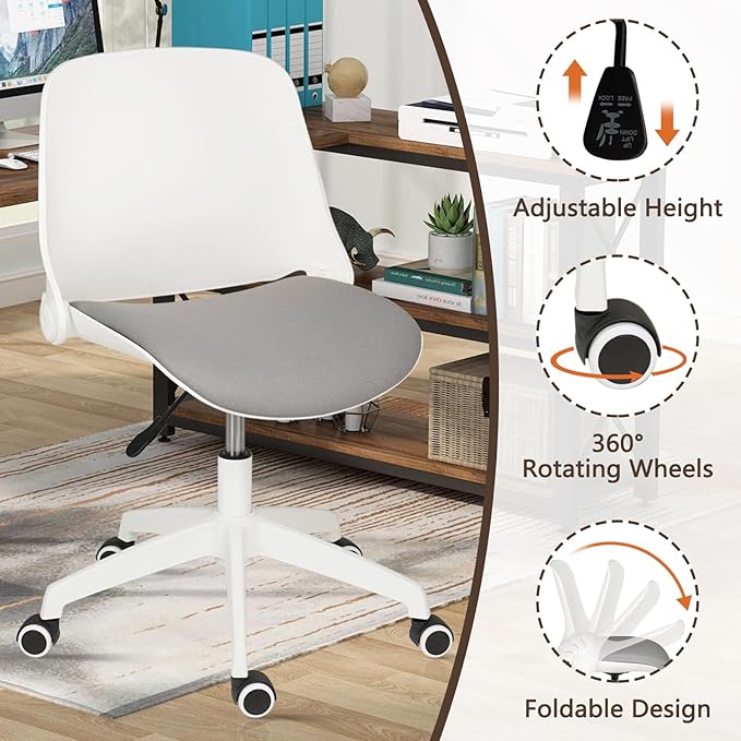 CLATINA Office Foldable Desk Chair with Wheels Adjustable Swivel Rolling Task Chair for Home Offiice Computer 4 Pack