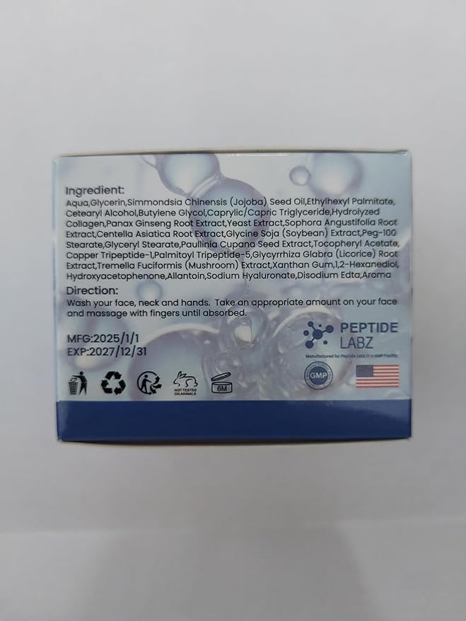 Copper Peptide Face Cream Anti Wrinkle 1.7 fl oz Copper Tripeptide-1, Repair, and Firming Daily Face Cream