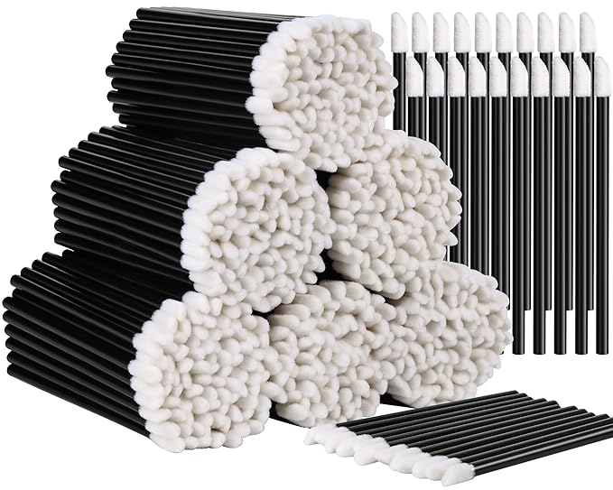 Teenitor 600 Pcs Lip Applicators Disposable Lip Wands, Lipstick Applicator Testers Lint Free Makeup Applicators, Lip Brushes Wands Makeup Tools Black