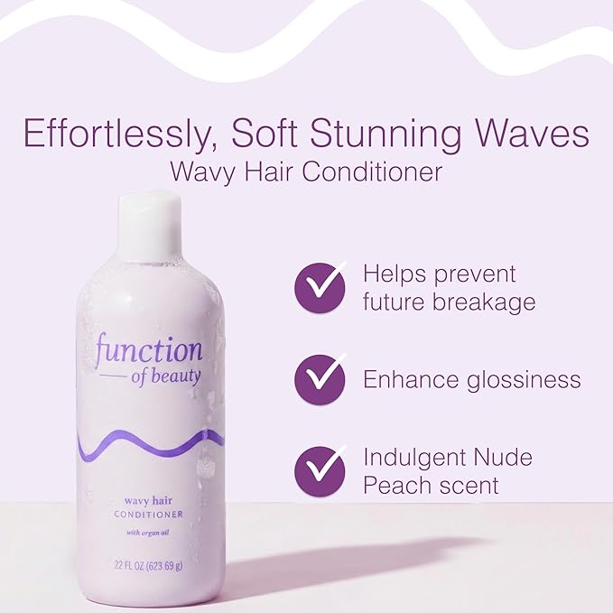 Function of Beauty Wavy Hair Conditioner, XL - Sulfate-Free Conditioner for Natural Wavy Texture - Lightweight, Anti-Frizz, Strengthening & Hydrating with Argan Oil - Hair Care Products
