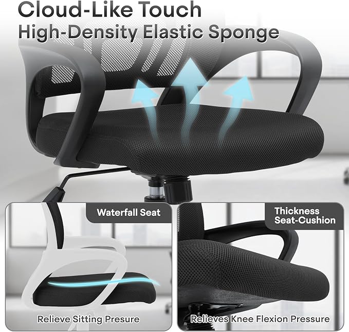 Ergonomic Office Chair 2P - 330Lbs, Breathable Mesh Computer Desk Chair with Lumbar Support & Armrest, Rolling Swivel Adjustable Tilt Lock for Home Office/Gaming, Bedroom Study