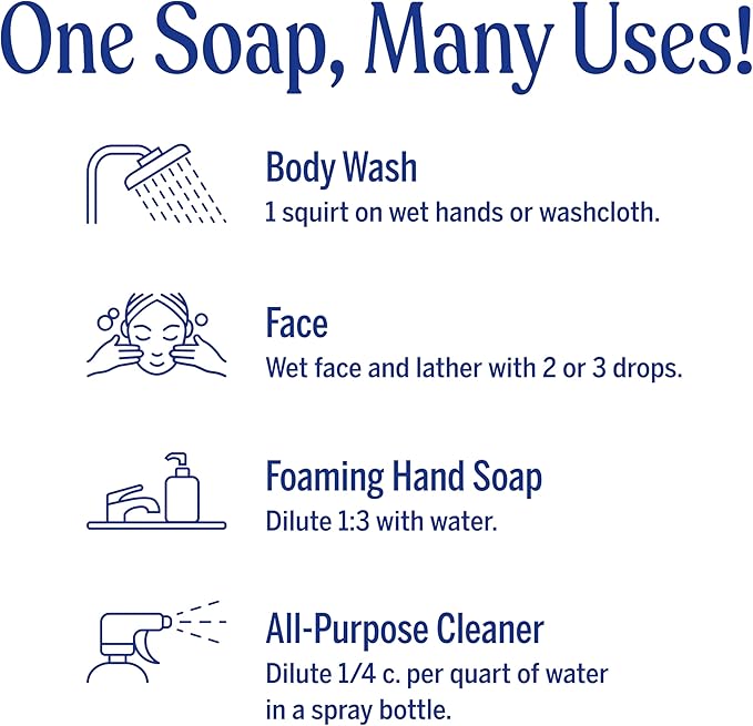 Dr. Bronner's Magic Soap-Pure-Castile Liquid Soap (Lavender, 8 ounce)-Regenerative Organic Certified Oils, 18-in-1 Uses: Body, Hair, Laundry, Pets & Dishes, Concentrated, Vegan, Non-GMO