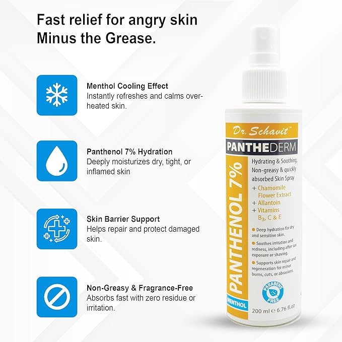 PantheDerm After-Sun Recovery Spray – Dermatologist-Developed, 7% Panthenol + Chamomile & Allantoin – Non-Greasy, Fast-Absorbing Hydration for Sunburned & Sensitive Skin, Post-Laser, Tattoo 6.76Fl.Oz