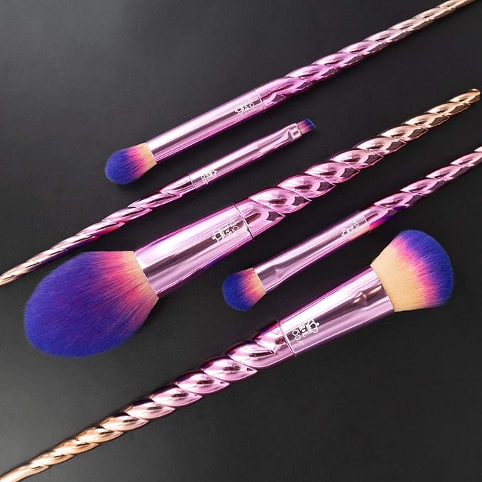 MODA Mythical Star 6pc Travel-Size Makeup Brush Kit – Vegan Face & Eye Brushes with Holographic Travel Case