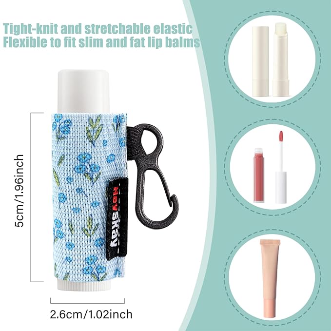 HEYSKAY 3PCS Lip Balm Holder Sleeves Keychain Lipstick Holder Key Chain Lip Gloss Holder Lipstick Elastic Sleeves
