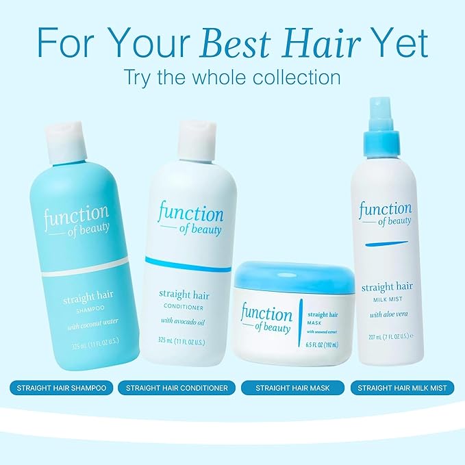 Function of Beauty Straight Hair Conditioner, XL - Sulfate-Free Conditioner for Natural Volume & Shine - Anti-Frizz, Lightweight & Hydrating with Avocado Oil - Oily Hair Care Products