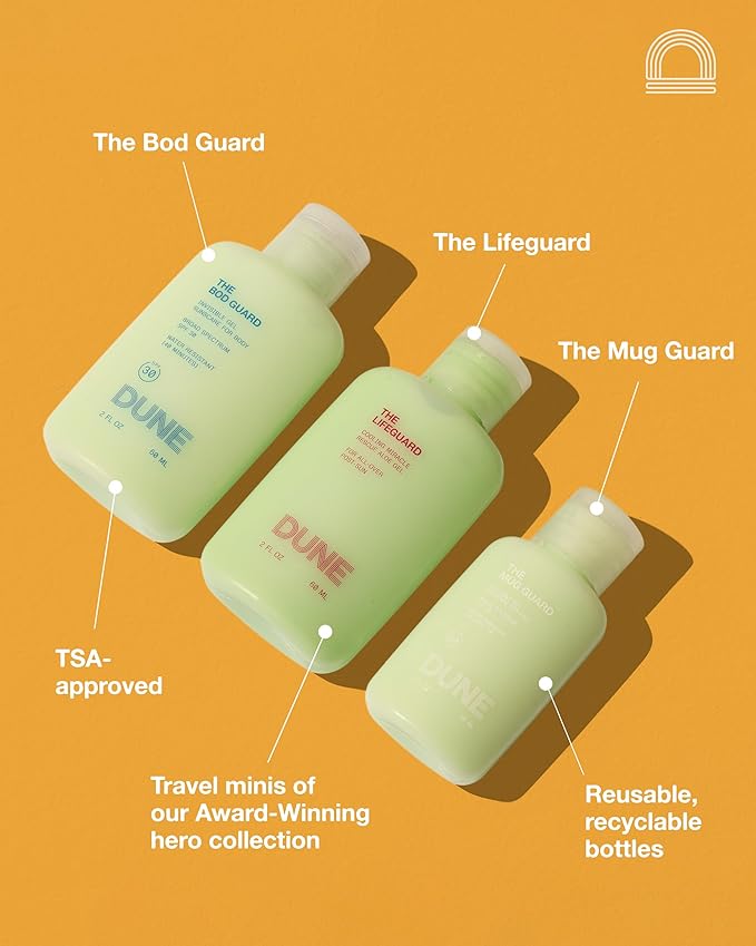 Jetsetter Gelly Mini Travel Sunscreen Kit - 72-Hour Hydration, Fine Line, Redness Reduction, Moisturising Face and Body Sunscreen - Travel SPF Kit w/Aloe Rescue Gel for Tan Relief (2 Fl Oz Each)