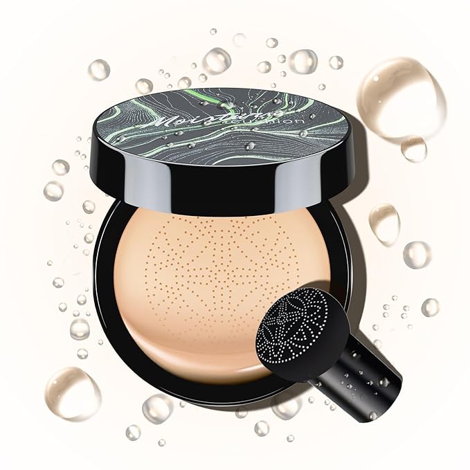 Mushroom Head Air Cushion CC Cream - BB Cream Foundation for Concealer Full Coverage Skin Moisturizing, Brighten Long - Lasting Even Color Correcting for All Skin Types (Natural)
