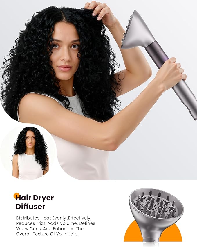 MESCOMB Upgraded Infrared 6 in 1 Hot Air Styler Wrap- Dual Voltage Hair Dryer| Fast Drying & No Heat Damage, Professional Multi-Styler for Curling, Volumizing & Smooth Straightening (100V-240V),Purple