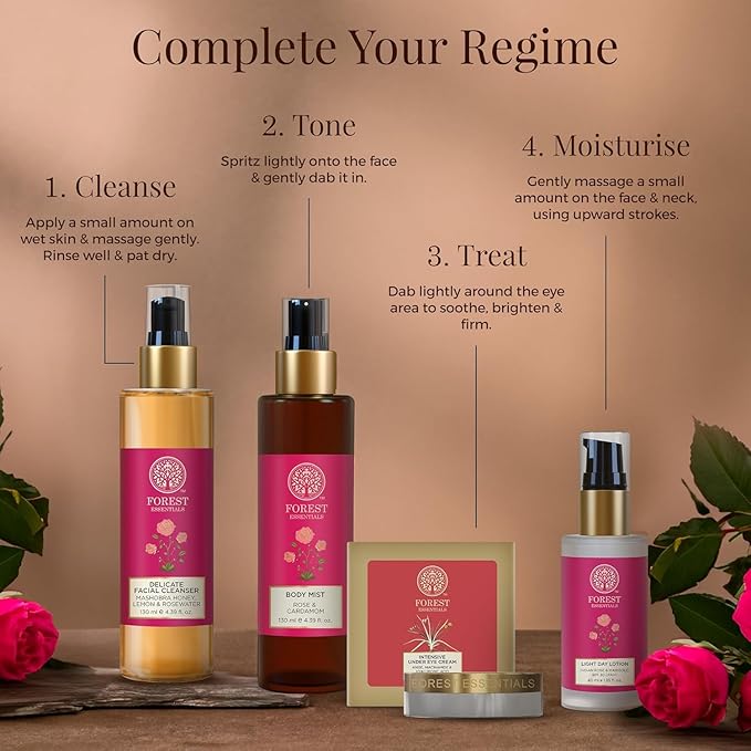 Forest Essentials Facial Tonic Mist with Pure Rosewater | Hydrating Daily Alchohol Free Toner for Glowing Skin| Hydrates Plumps & Minimises Open Pores for Glowing Skin, 50ml