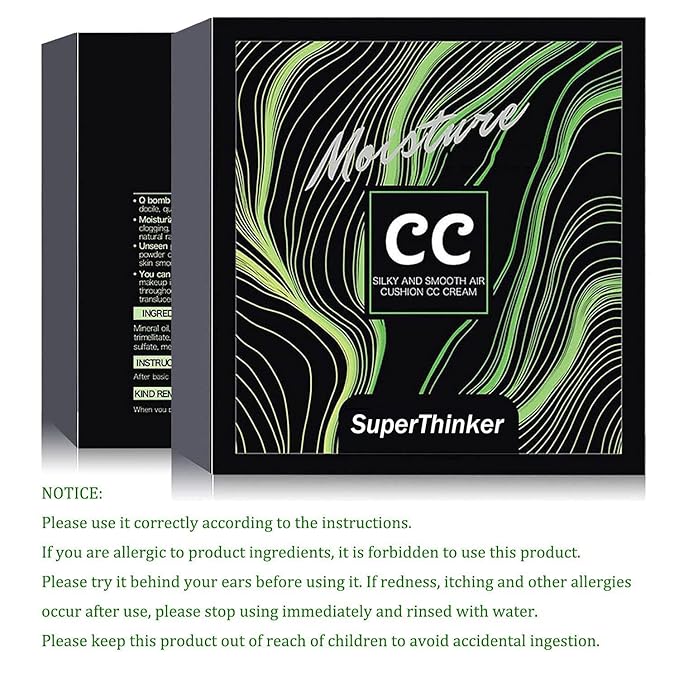 Air Cushion CC Cream Mushroom Head Foundation Makeup, BB Cream Face Makeup Foundation for Mature Skin, Moisturizing Natural Coverage, Tattoo cover up, Even Skin Tone for All Skin Types (2PCS Ivory)