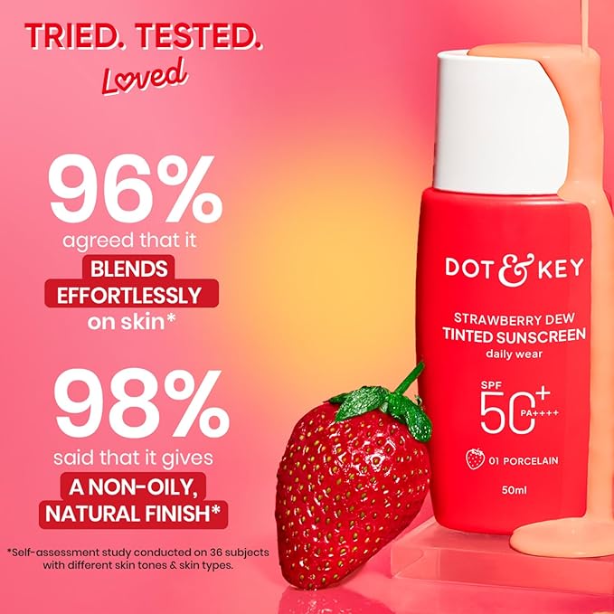 Dot & Key Strawberry Dew Tinted Sunscreen SPF 50 PA++++ | Broad Spectrum Face Sunscreen | For All Skin Types | 1.69 fl oz (50 ml)