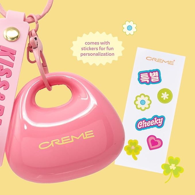 The Crème Shop Kiss & Blush Tinted Lip Balm & Blush, Korean Makeup for Lips & Cheeks, Cute Charm Key Chain, Hydrating, Long Lasting Tint, Aloe, Squalane (Cherry Squeeze)