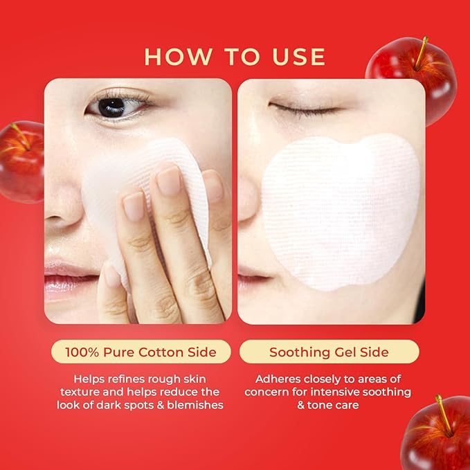 Appletathione Toning Toner Pads for Dark Spots & Uneven Tone Refinement with Apple+Glutathione, Niacinamide, LHA & PHA, 160ml/5.41fl.oz./60 Pads