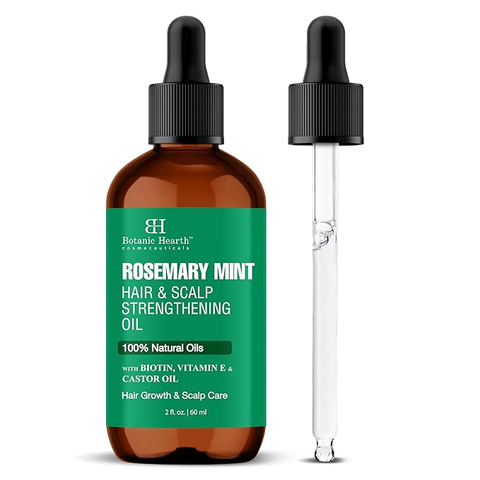 Botanic Hearth 100% Pure Rosemary Mint Oil For Hair Growth & Hair Treatment Oils 2 Fl Oz | Infused with coconut Oil | Hair Oil Repairs Dry Damaged Hair, Strengthening, Healthier | All Hair Types