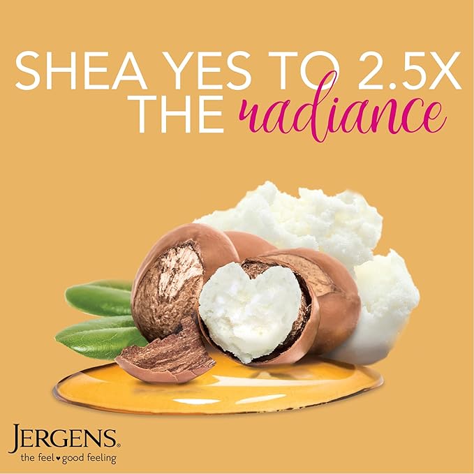 Jergens Shea Butter Body Lotion, Deep Conditioning Moisturizer, Hydration for Dry to Very Dry Skin, with Pure Shea Butter, 3X More Radiant Skin, Dermatologist Tested, 16.8 oz
