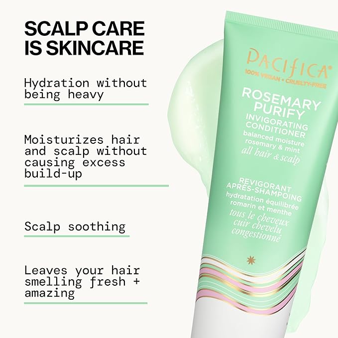 Pacifica Conditioner – Rosemary Purify Invigorating Conditioner with Hydrating Jojoba & Cooling Mint for Balanced Moisture, Sulfate-Free, Vegan & Cruelty-Free, 8 oz