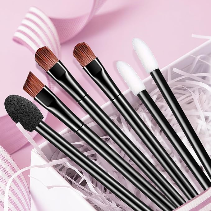 AUHOKY 250Pcs Disposable Eyebrow Brush Set,100 Angled/Round Eyebrow Brushes, 100 Lip Brushes, 50 Double-end Eyeshadow Brushes, Cosmetic brushes Makeup Applicators Accessories Kit for Women Face Beauty