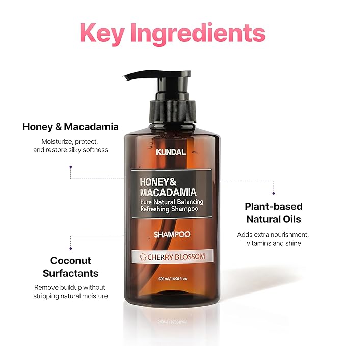 KUNDAL Honey & Macadamia / Cherry Blossom, Natural Protein Hair Care for Frizz Control & Elasticity | Cherry Blossom , 500ml (Pack of 2)
