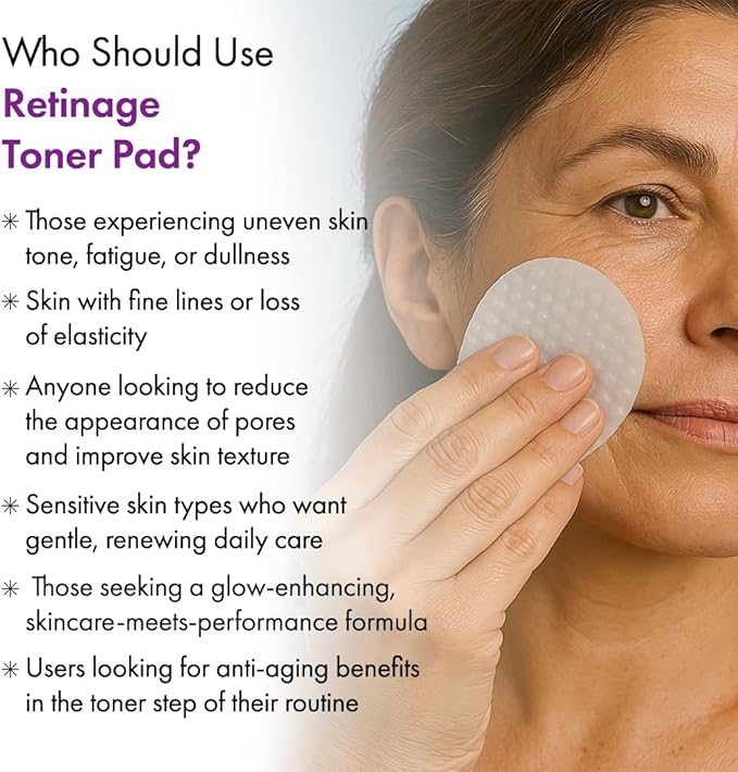 pH Lab Retinage Anti-Aging Toner Pad with Bakuchiol & Collagen, Gentle Face Pads for Smooth and Refreshed Skin, 60 Pads