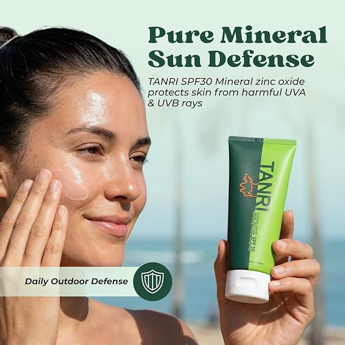 TANRI Mineral Sunscreen SPF30; Reef Safe Sunscreen for Face & Body, Zinc Oxide with Zero White Cast, SPF30 Sunblock for Hiking, Running and Outdoor Sports; 3 fl. oz. (2-Pack)