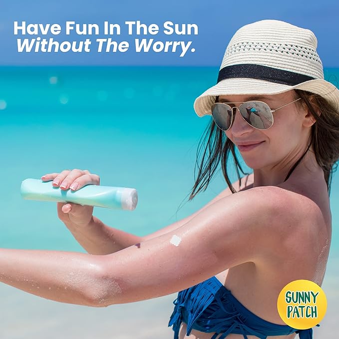 NATPAT Sunny Patch UV Detection Stickers Sunburn Prevention for Kids and Adults - Natural Waterproof Patches, Changes Color When Time To Reapply Your SunScreen - BuzzPatch (24 Pack)