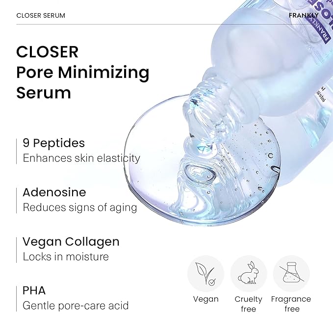 FRANKLY Pore Perfecting Set – Closer Serum, Toner Pads & Cleansing Oil | Deep Cleansing, Hydration & Pore Refining | Vegan Korean Skin Care | Skincare Gifts for Women