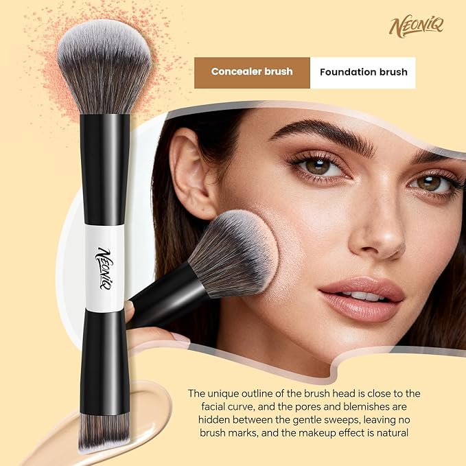 10 PCS Travel Makeup Brush Set With Bag, Makeup Brushes, Double-End Multi-functional Brushes for Foundation Powder Blush Eyeliner Eyeshadows, Professional Face Brush Set（White）
