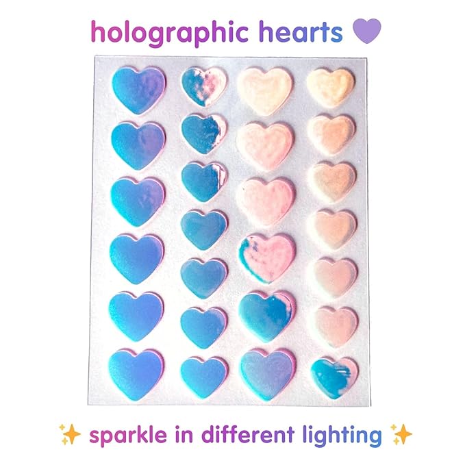 Heal & Conceal Pimple Patch, Cute Holographic Acne Patches For Face, Fun Hydrocolloid Zit Stickers For Breakouts (Holographic Hearts - 26 count /1 sheet)