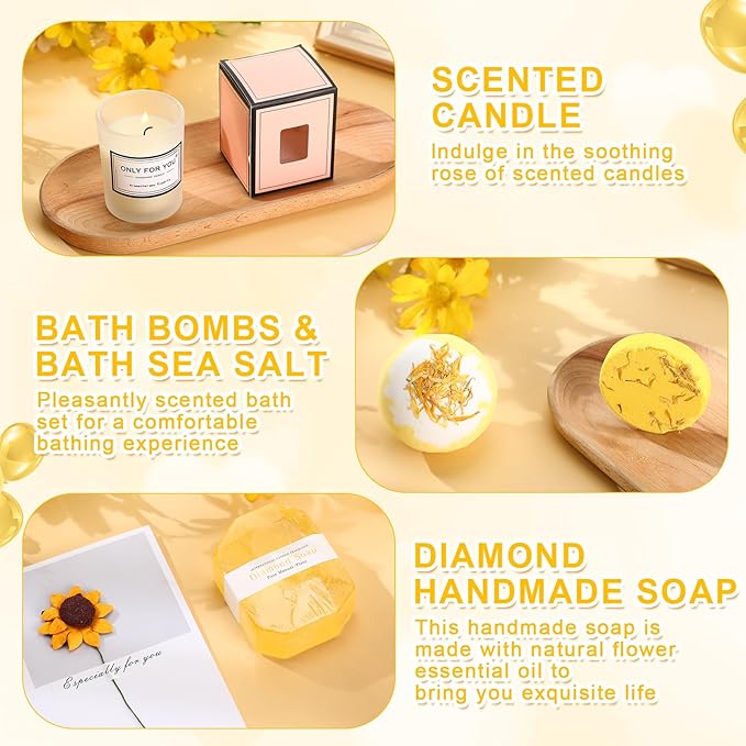Nuogo 13 Pcs Birthday Gifts for Women Spa Basket Set for Women Mother's Day Gifts Mirrors Socks Steamers Jewelry Case Bath Robe Mom Nurse Girlfriend Wife