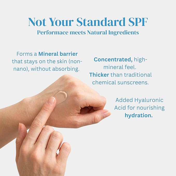 Mineral Face Sunscreen SPF 50, Tinted Aussie Zinc Oxide Sunblock, Hydrating Hyaluronic Acid, Reef Safe, Natural, Organic, Vegan, Australian Made, Sensative Skin, Unscented, 100g 3.4oz