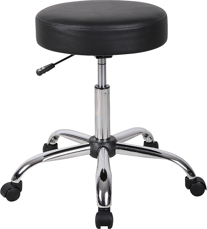 Boss Office Products Antimicrobial Vinyl Medical Spa Stool in Black