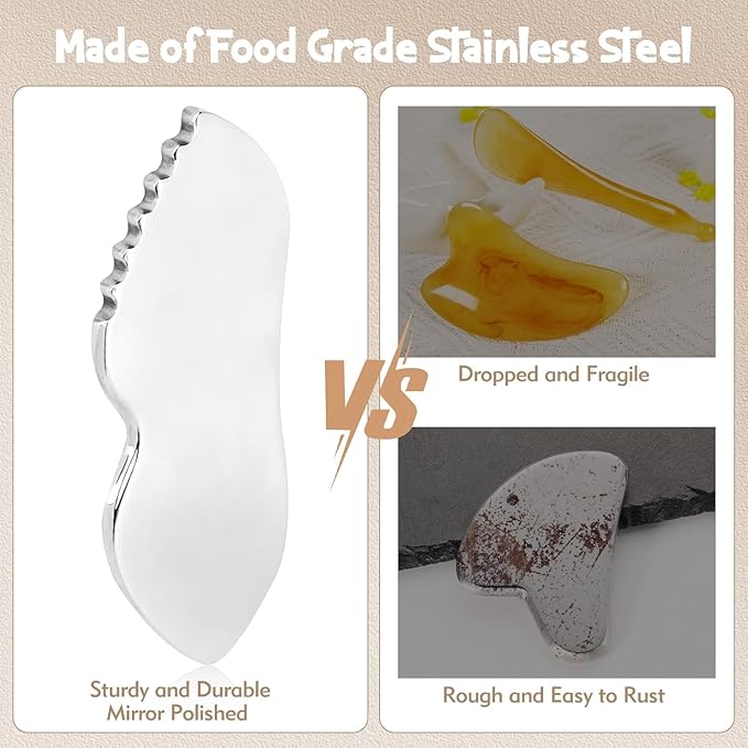 Gua Sha Facial Tools Guasha for Face - 1Pcs Stainless Steel Gua Sha Tool - Massager Tool for Jawline & Chin,Fascia Massage Tool for Face Massage, Lymphatic Drainage Massager s