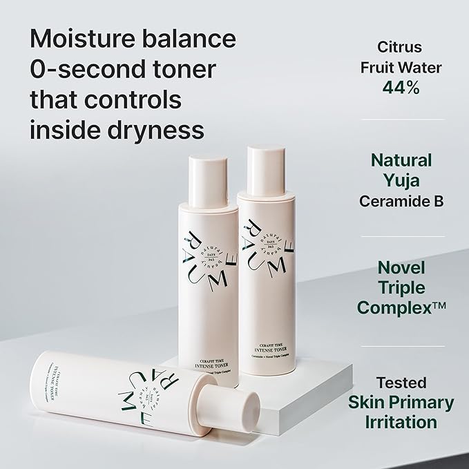 RAUME Cerafit Time Intense Toner, Hydrating Facial Toner with 44% Natural Citrus Fruit Water and CeraFit™ Ceramide Complex for Soothing Moisture Balance, Korean Skin Care (140 mL / 4.73 fl oz)