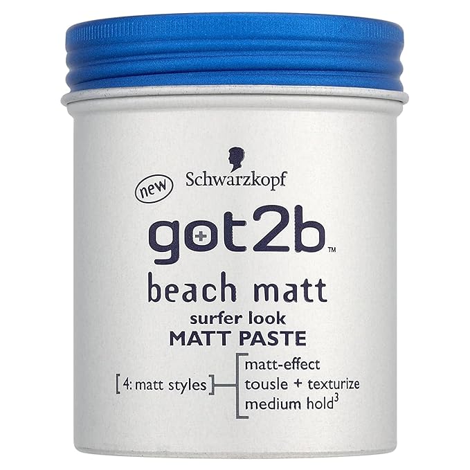 got2b Beach Styling Paste for Matte Surfer Looks, Hair Wax for Men for Scratching, Texturing or Taming without Gluing, Medium Hold (100 ml), Pack of 1