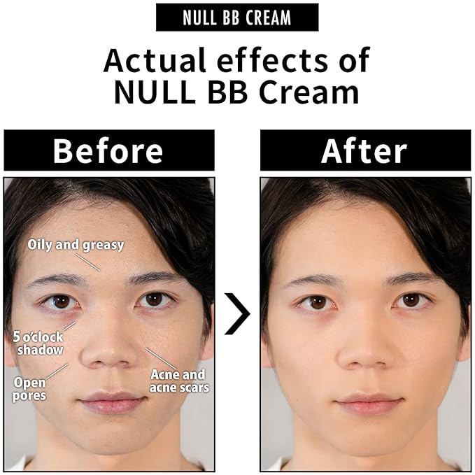 [Matte Finish] NULL mens BB Cream, Mens concealer, Tinted Moisturizer broad spectrum SPF30 PA++, CC cream, Revitalising Nourishing Tone Up Cream, Natural Cover, 0.7oz Made in Japan (Light Ochre)