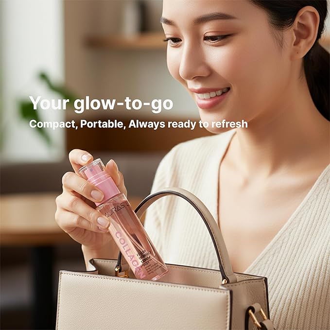 Auras Collagen Firming Mist K-Beauty | Fresh Activated Oxygen Formula Hydrating Spray Serum with Collagen Peptides, Korean Skincare Serum & Setting Mist for Dry, Aging Skin, 3.4 fl oz