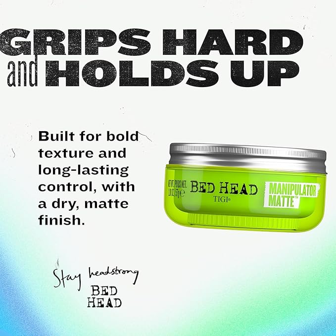 TIGI Bed Head Manipulator Matte Hair Wax, Strong Hold Sculpting and Styling Paste for Short to Medium Hair, 2.01 oz | Matte, Paste
