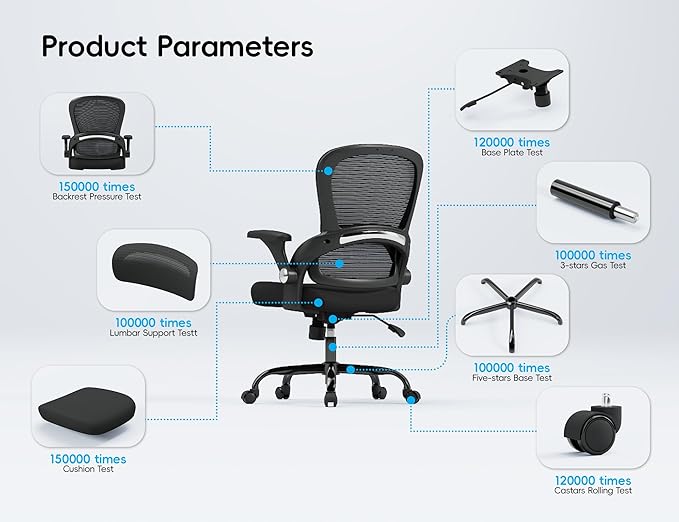 TRALT Office Chair - Ergonomic Office Chair with Back Support, Home Office Desk Chairs, 330lbs Wide Seat Big and Tall Office Chairs, Comfy Desk Chair for Work, Study, Office, Gaming (Black)