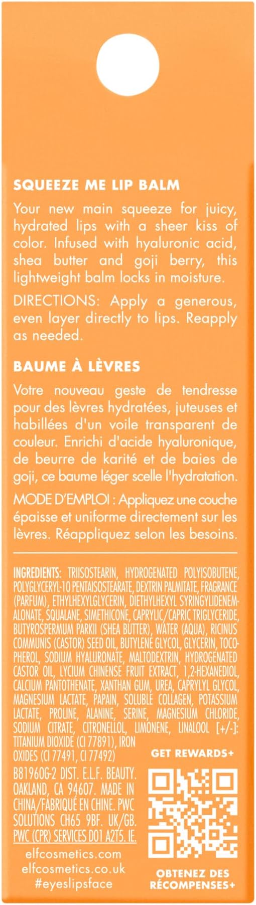 e.l.f. Squeeze Me Lip Balm, Moisturizing Lip Balm for A Sheer Tint of Color, Infused with Hyaluronic Acid, Vegan & Cruelty-Free