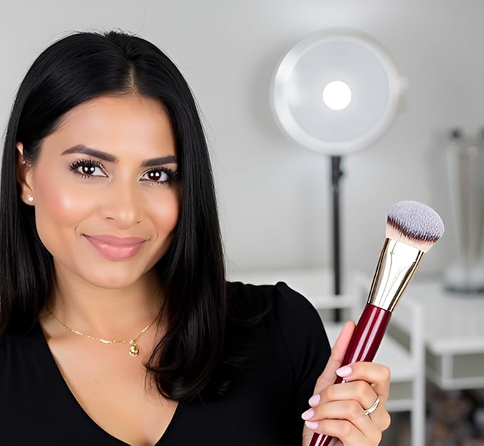 BLISSHI-Foundation Brush- Contoured makeup Brush-Perfect for Cream and Liquid Foundation Application-Blushing-Bronzer-Ideal for Blending and Highlighting Face Brush