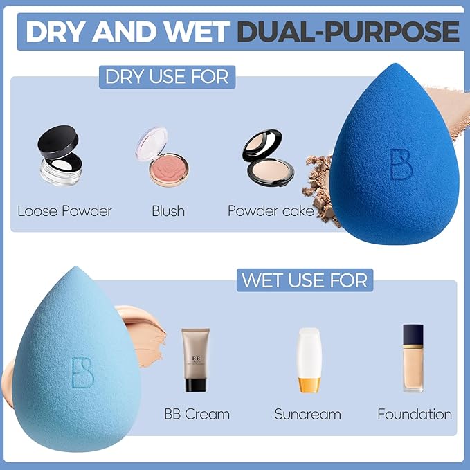 BS-MALL Professional Makeup Bruhses & 2 Pcs Makeup Sponges for FoundationPremium Synthetic Foundation Powder Concealers Eye Shadows Blush Makeup Brushes with Black case