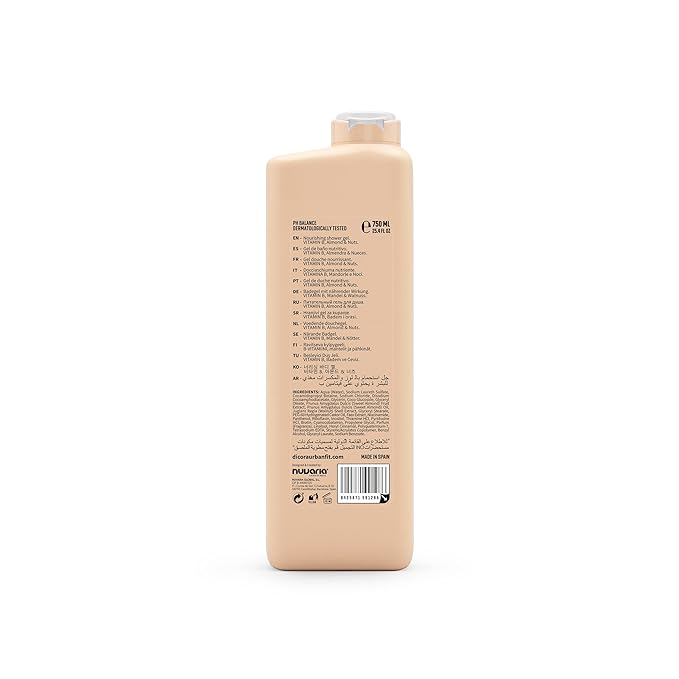 Dicora Urban Fit Nourishing Shower Gel - Extra Moisturizing Women and Mens Body Wash - With Vitamin B for Skin Elasticity - Almond and Nuts - 25.4 oz